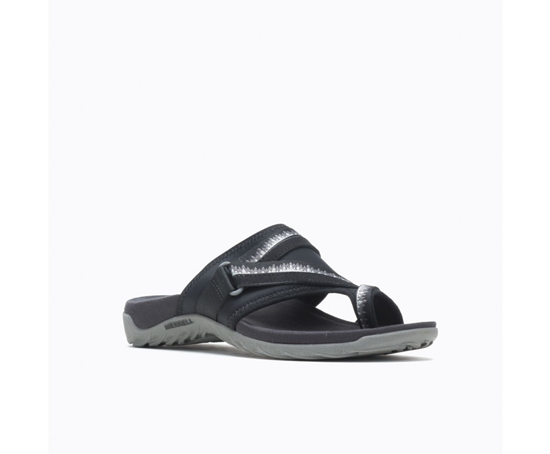 Merrell Terran 3 Cush Post Wide Width Women's Sandals Black | 3905-FRNVS