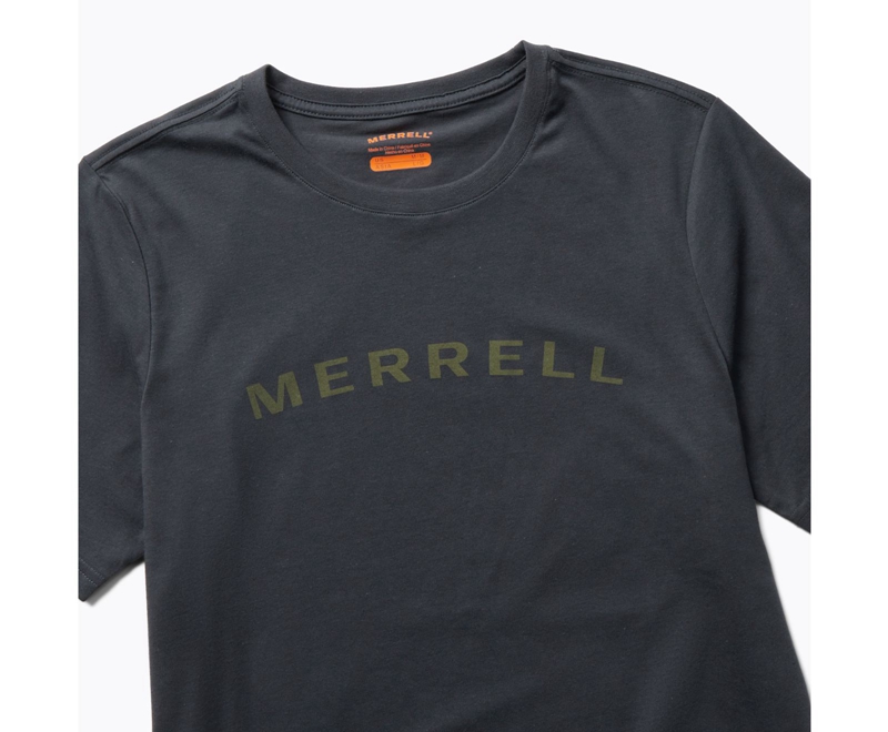 Merrell Wordmark Sleeve Men's T Shirts Black | 2361-DNTOE