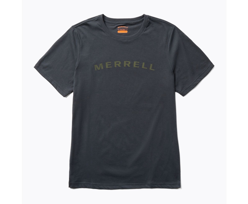 Merrell Wordmark Sleeve Men\'s T Shirts Black | 2361-DNTOE