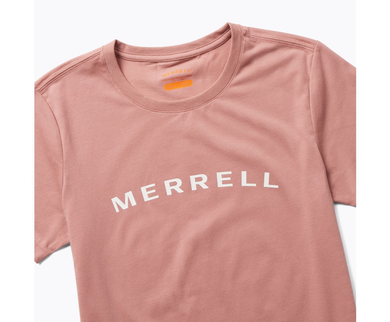 Merrell Wordmark Sleeve Women's T Shirts Grey Rose | 1795-ULETZ