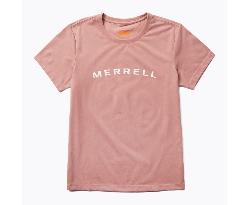 Merrell Wordmark Sleeve Women\'s T Shirts Grey Rose | 1795-ULETZ