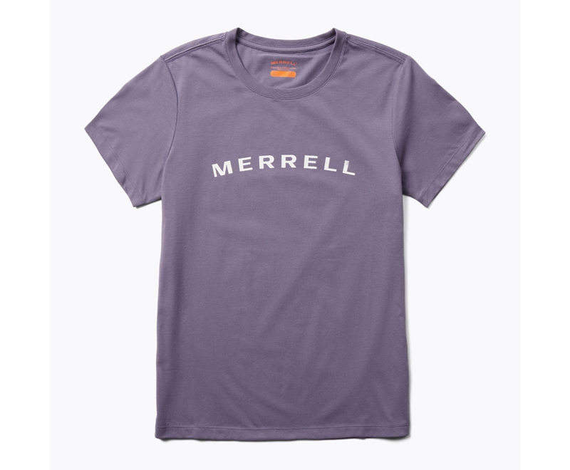 Merrell Wordmark Sleeve Women\'s T Shirts Purple | 4753-GXZTM