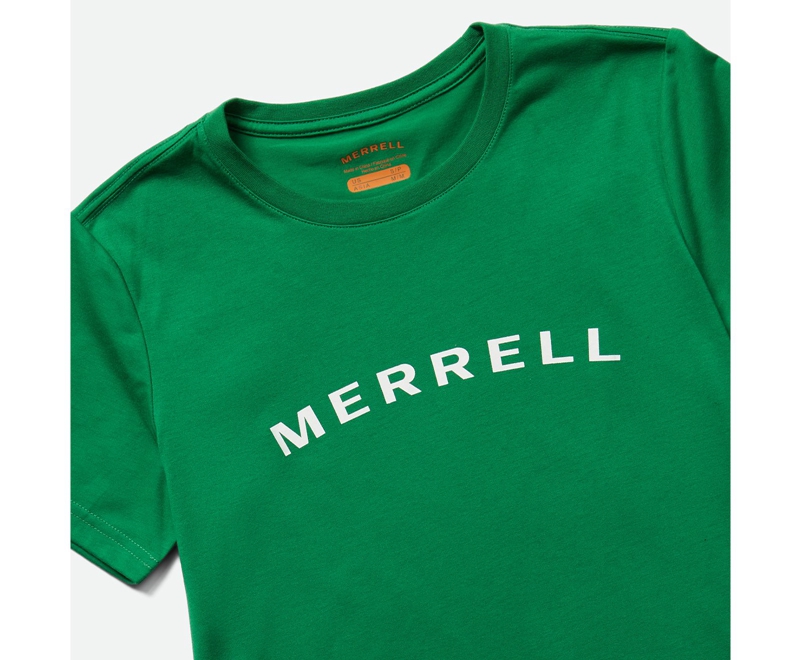 Merrell Wordmark Sleeve Women's T Shirts Green | 8251-AUNKZ