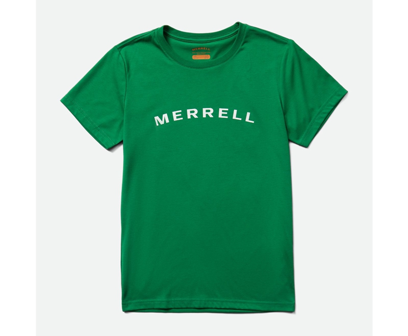 Merrell Wordmark Sleeve Women\'s T Shirts Green | 8251-AUNKZ