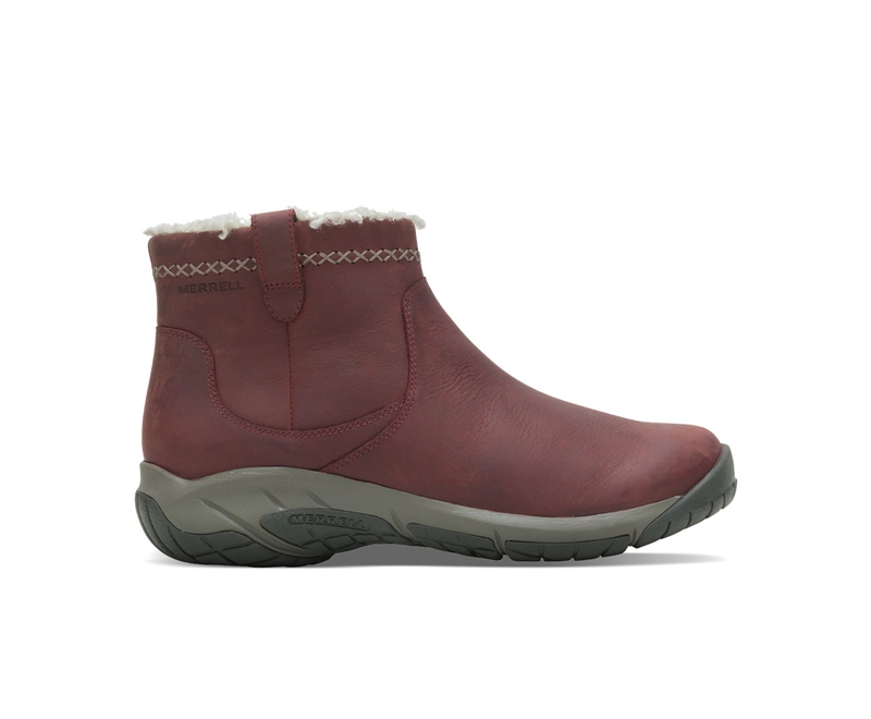 Merrell Encore 4 Bluff Zip Polar Women's Casual Boots Burgundy | 7806-SKBYM