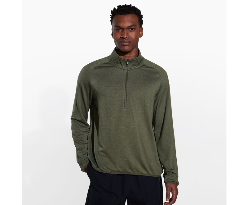 Merrell Geotex 1/4 Zip Men's Sweatshirts Olive | 3125-DFPGQ