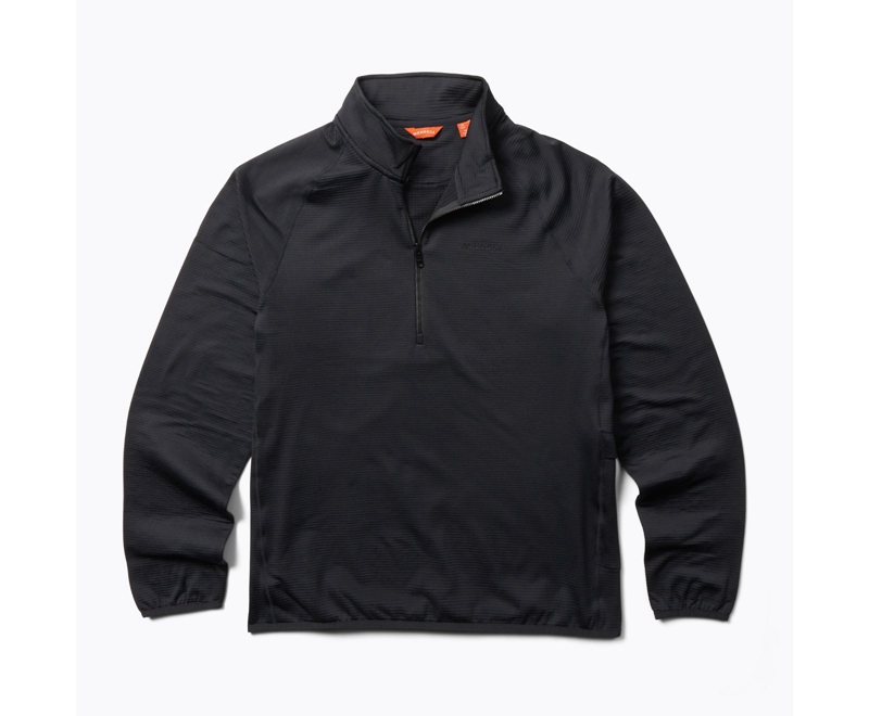 Merrell Geotex 1/4 Zip Men's Sweatshirts Black | 6715-ODTWU