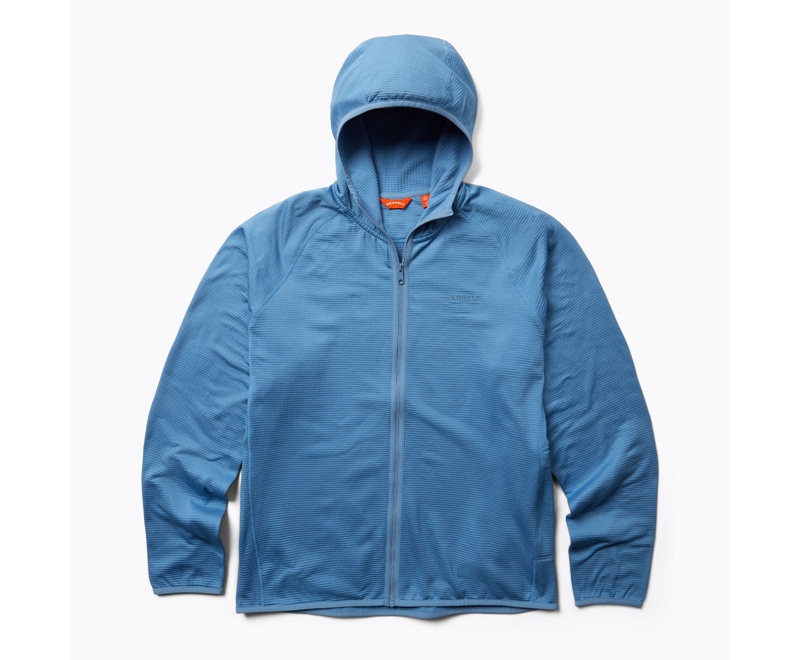 Merrell Geotex Full Zip Men's Hoodie Blue | 5760-THDFV