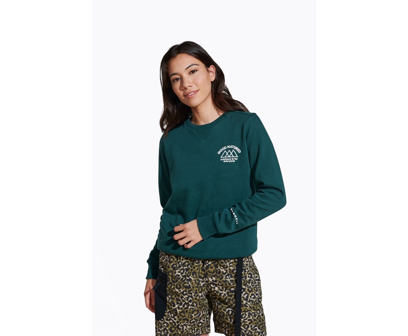 Merrell Good Natured Fleece Crew Neck Women's Sweatshirts Dark Green | 8473-YIJAF