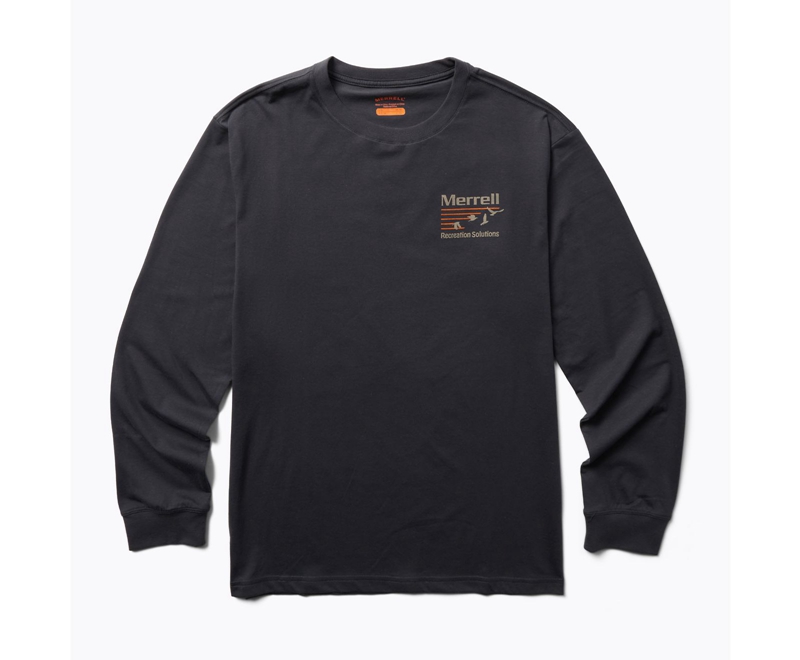 Merrell Great Outdoors Long Sleeve Men's Sweatshirts Black | 7286-ZYFWT