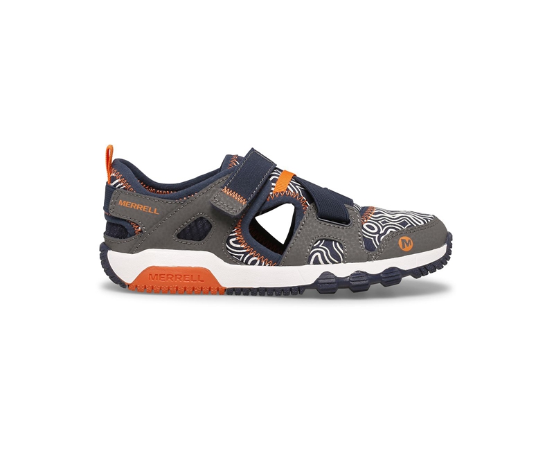 Merrell Hydro Free Roam Chroma Monarch Kids' Sandals Grey / Navy | 9632-WTRXB