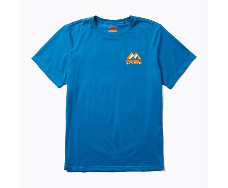 Merrell M-Mountain Men's T Shirts Blue | 5130-VYMWX