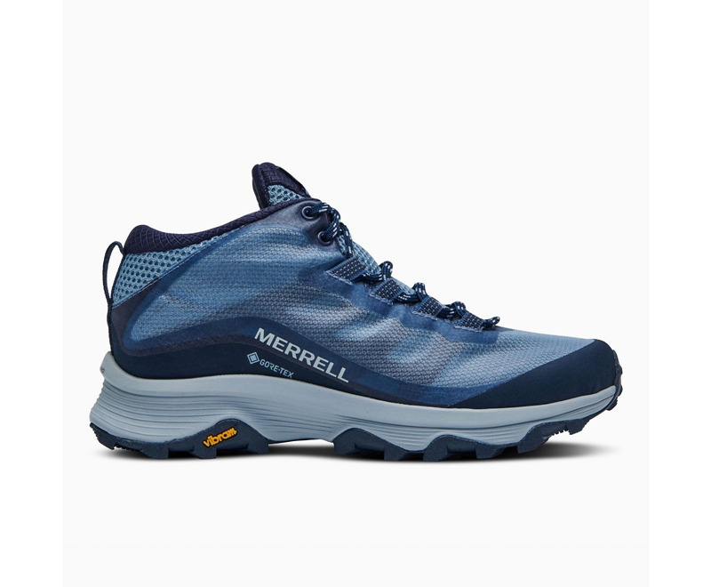 Merrell Moab Speed Mid GORE-TEX® Wide Width Women's Hiking Shoes Navy | 7625-STJKC