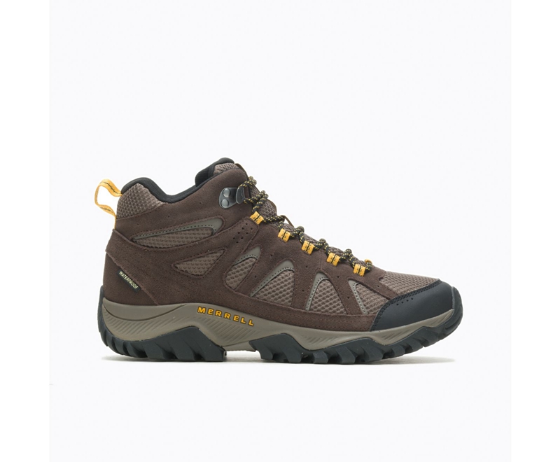 Merrell Oakcreek Mid Wide Width Men's Work Boots Coffee | 4329-AKLTD