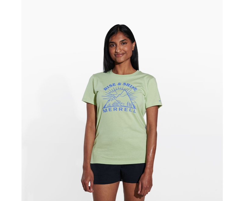 Merrell Rise and Shine Crew Women's T Shirts Green | 9341-VNWIO