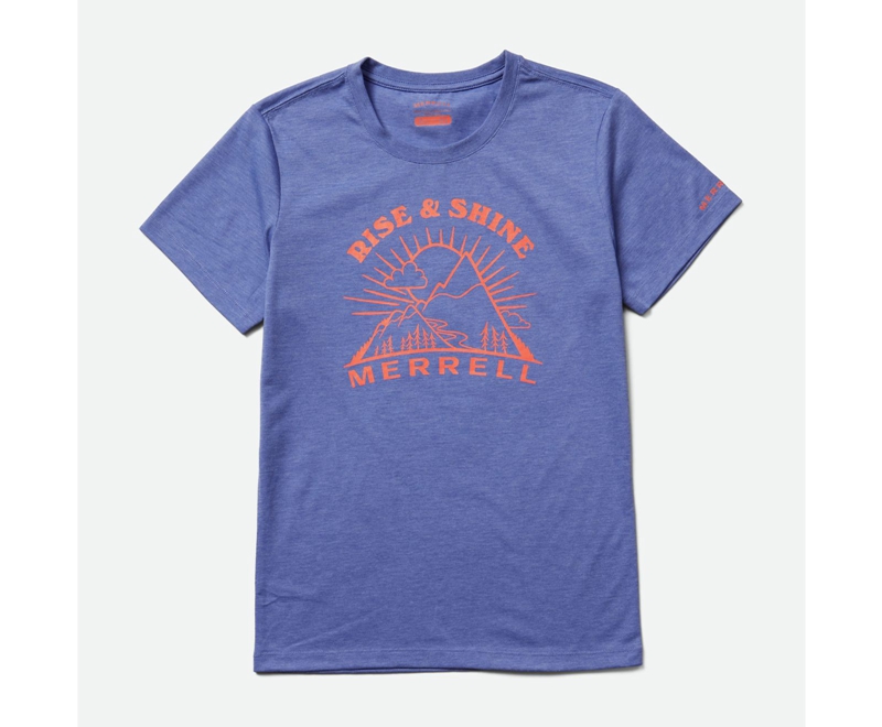 Merrell Rise and Shine Crew Women's T Shirts Blue | 9718-UEQNK