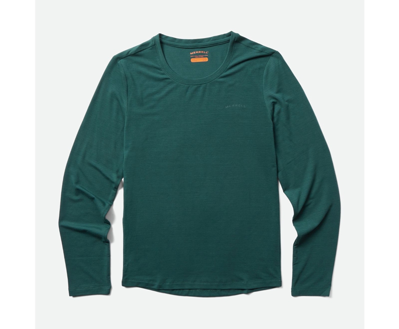 Merrell Tencel Long Sleeve Women's Sweatshirts Green | 2837-DEWNO