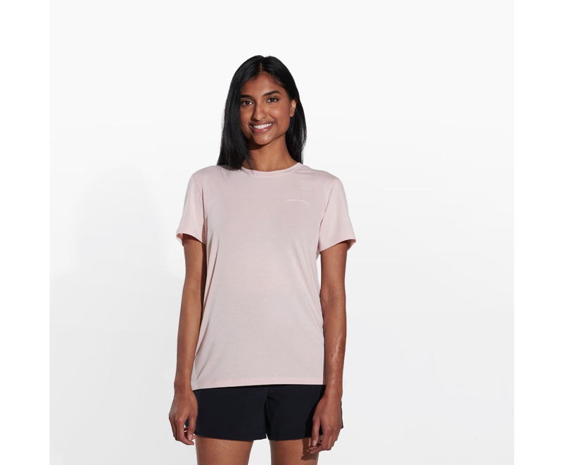 Merrell Tencel™ Sleeve Women's T Shirts Rose | 2593-WUMJT