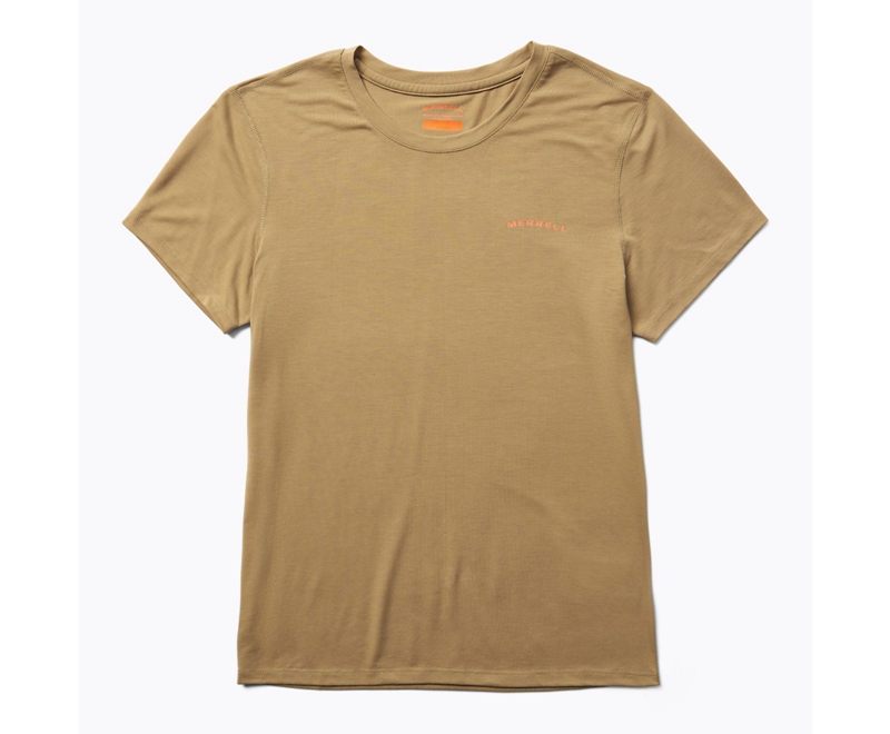 Merrell Tencel™ Sleeve Women's T Shirts Brown | 7914-JAYDG