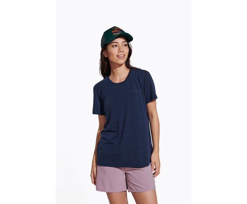 Merrell Tencel™ Sleeve Women's T Shirts Navy | 9371-MIQPN